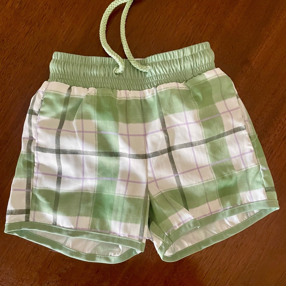 Plaid Green Swim Trunks